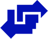 A blue square with four arrows in it.